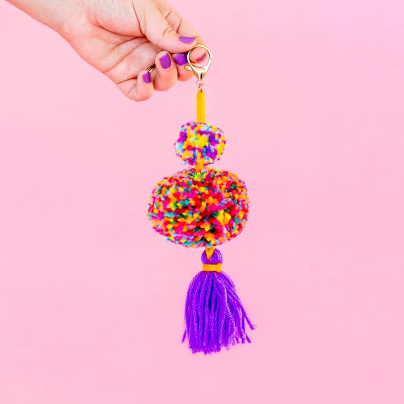 Purple Pom + Tassel Keychain - BFF Here