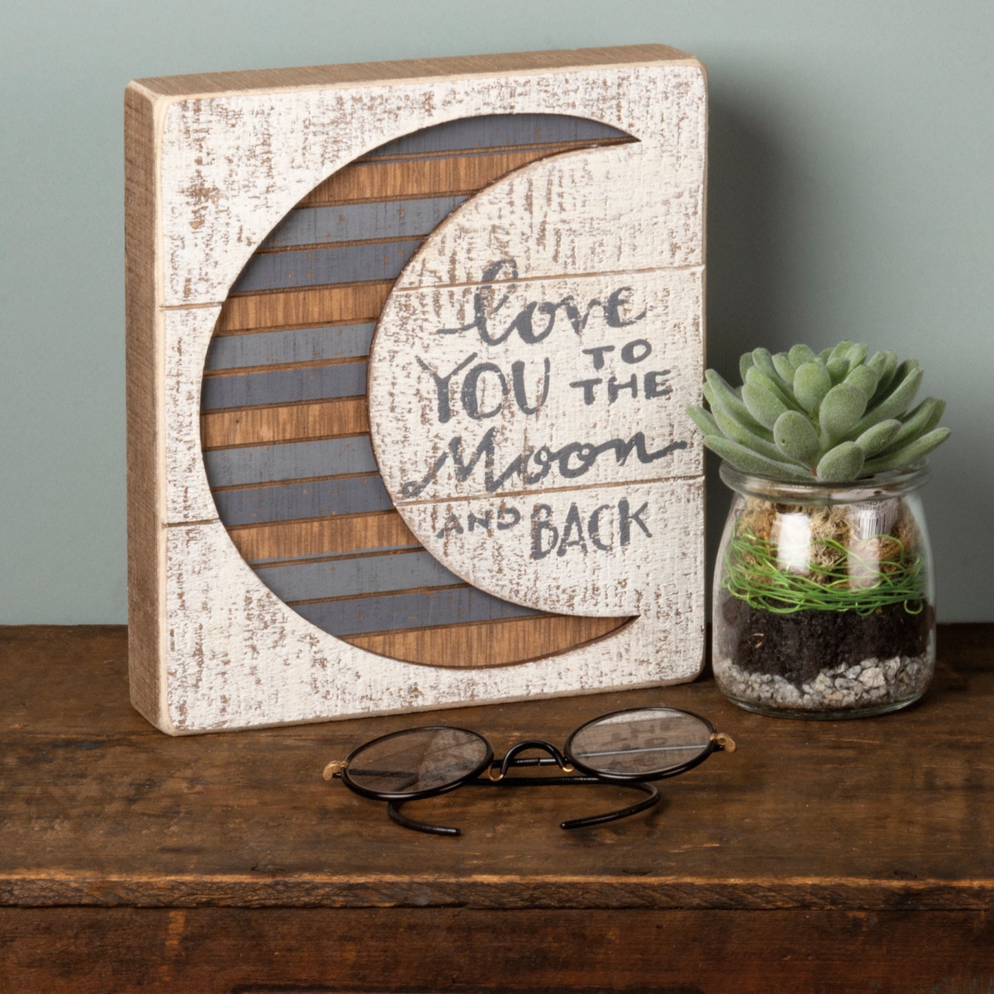 Love You To The Moon And Back -- Slat Box Sign by PBK - BFF Here