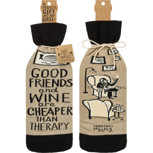 Cheaper Than Therapy -- Bottle Sock By PBK - BFF Here