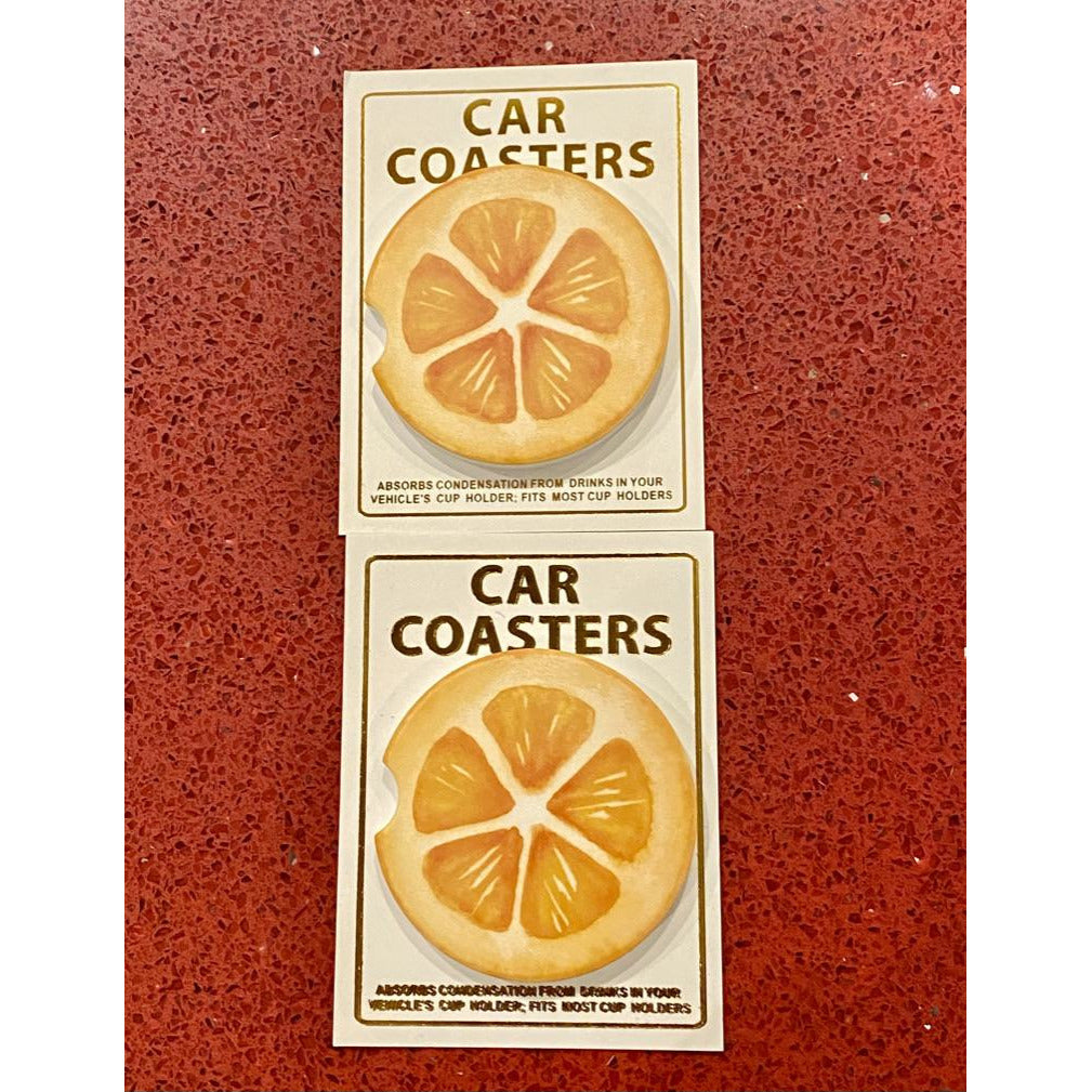 Car Coasters -- Orange Slice - BFF Here