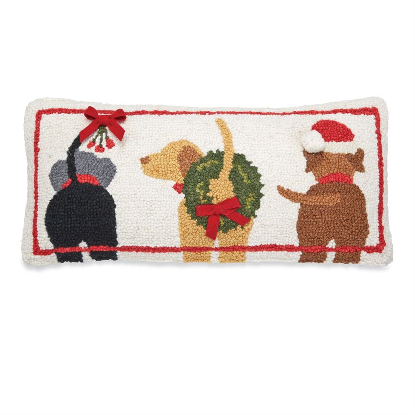Three Dogs Hooked Wool Pillow by Mud Pie - BFF Here
