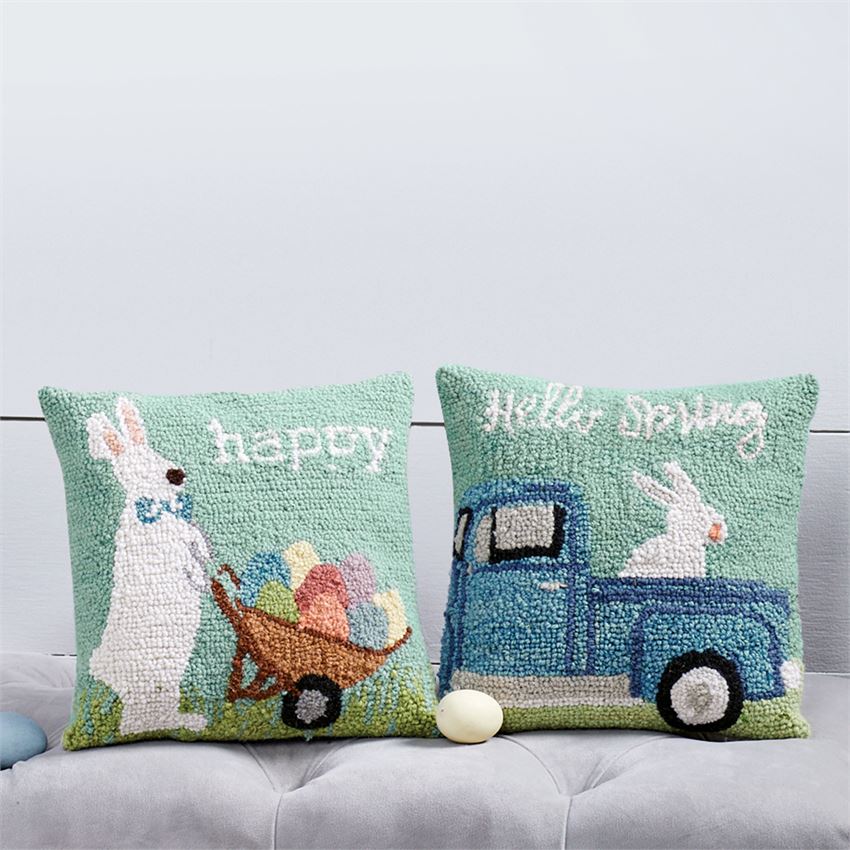 Bunny Hooked Pillows by Mud Pie -- Choice of Styles - BFF Here