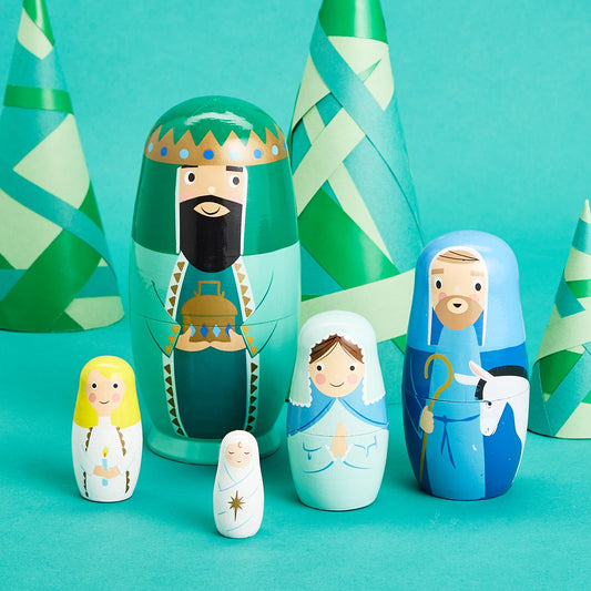 Nativity -- Set of 5 Nesting Dolls - BFF Here