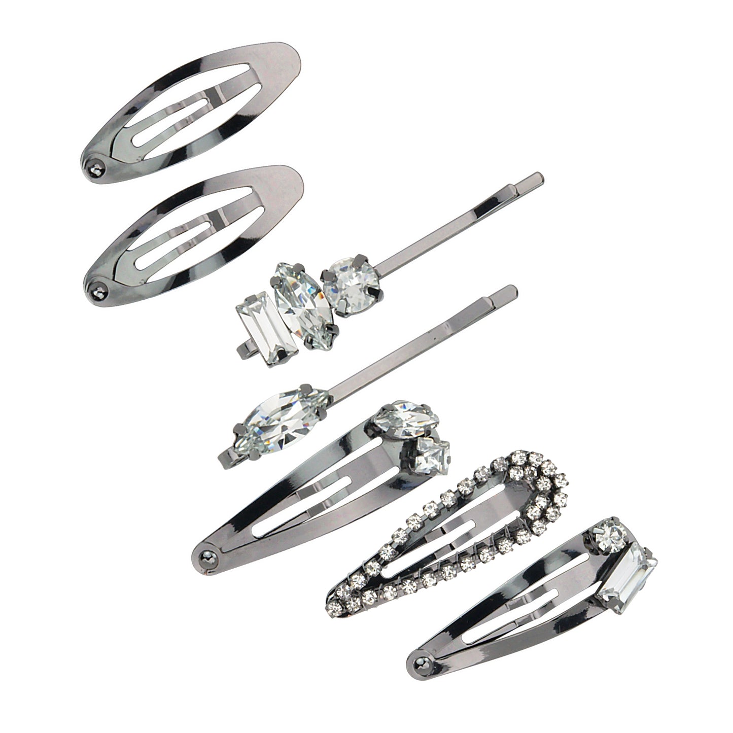 Micro Stackable Snap Clips 7pc Set - Hematite - BFF Here