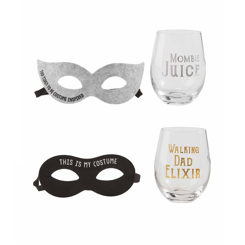 Parent Mask & Wine Set by Mud Pie -- Choice of Mom or Dad - BFF Here