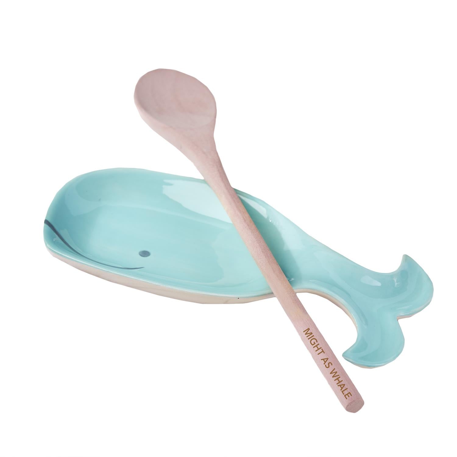 "Might as Whale" Spoon Rest with Wooden Spoon - BFF Here