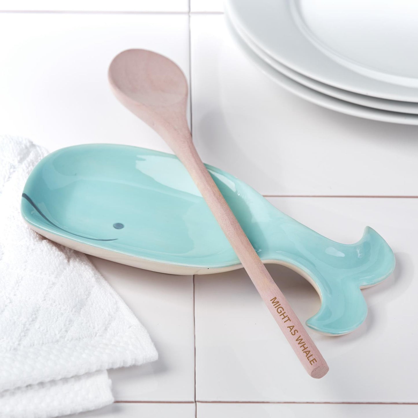 "Might as Whale" Spoon Rest with Wooden Spoon - BFF Here