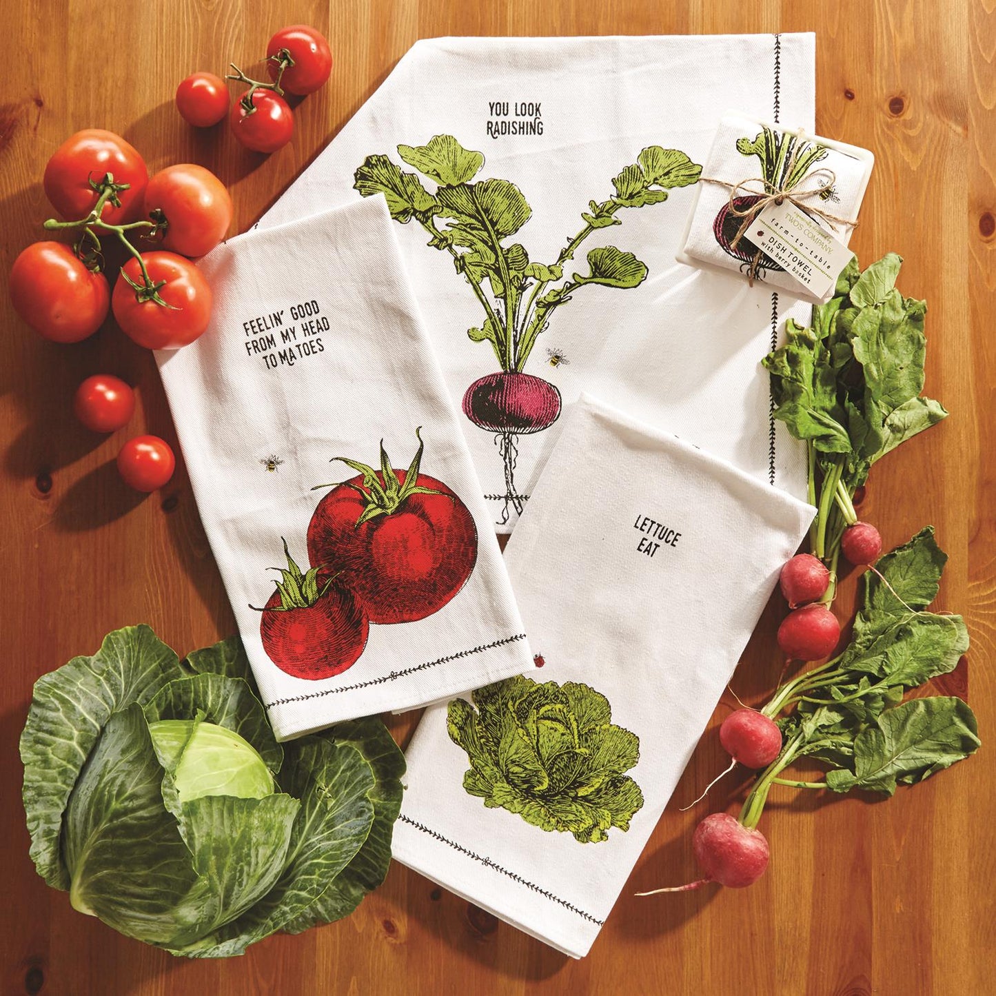 Farm To Table Dishtowel in Fruit Crate Gift -- Choice of Design - BFF Here