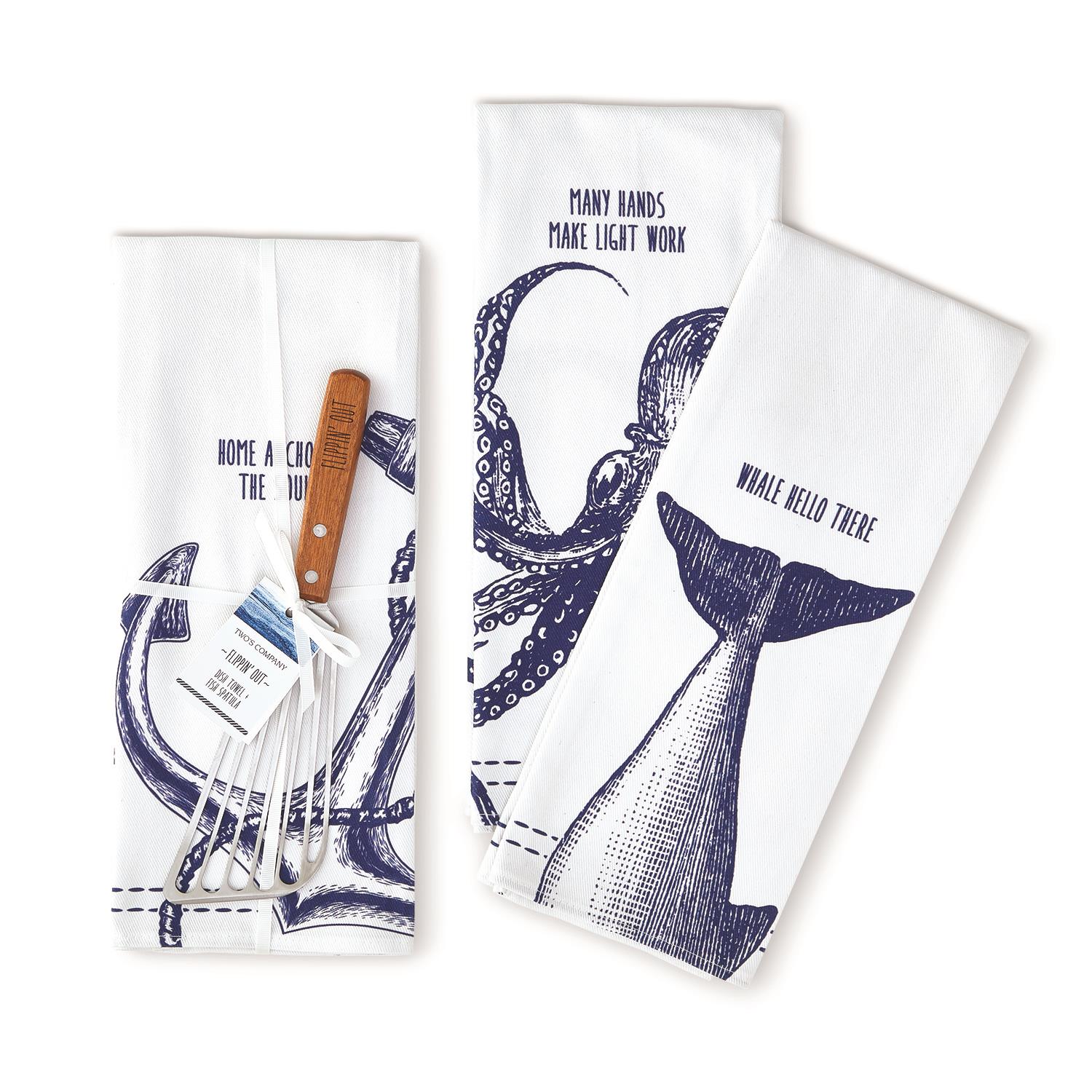 Flippin' Out Dish Towel with Fish Spatula Set -- Choice of Design - BFF Here