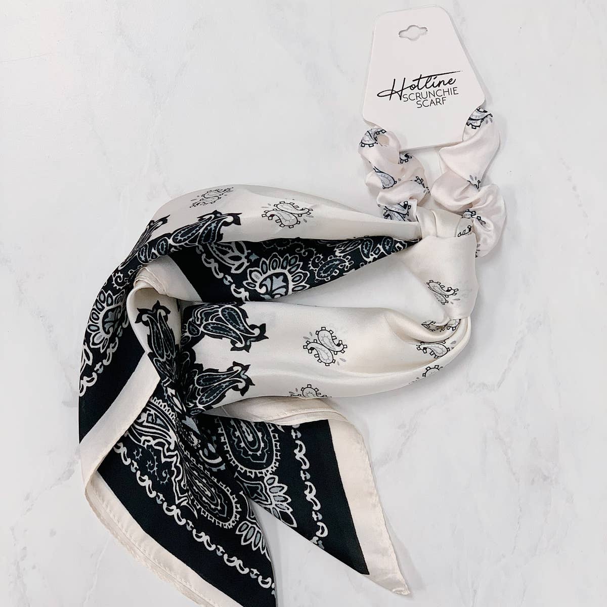 Black & Gray Handkerchief Scrunchie Scarf - BFF Here