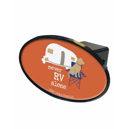 Trailer Hitch Cover: Never RV Alone - BFF Here