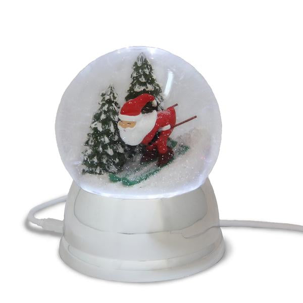 Skiing Santa USB Powered Snow Globe - BFF Here