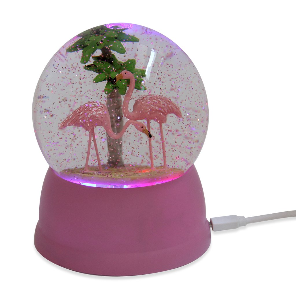 Flamingo USB Powered Snow Globe - BFF Here