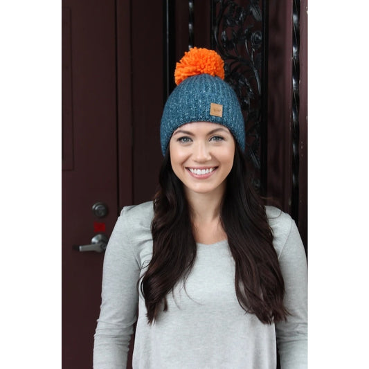 Vintage Blue and Orange Pom Hat - BFF Here