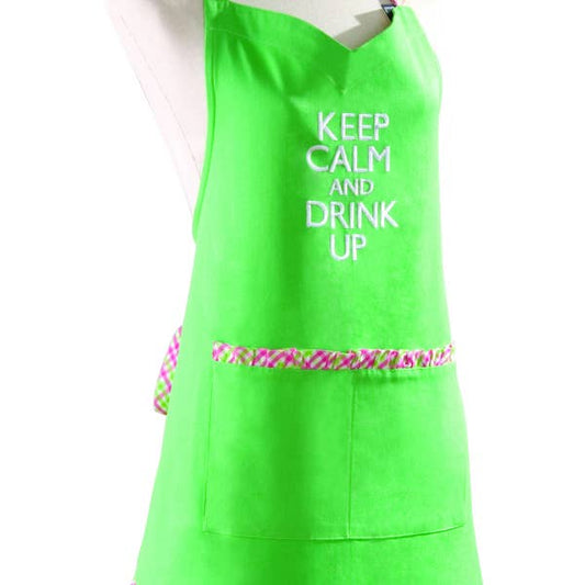 Keep Calm and Drink Up Embroidered Cotton Apron - BFF Here