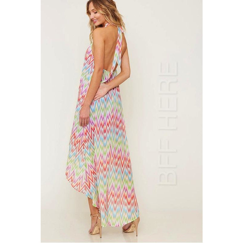 Sally Multi Color Halter Dress - BFF Here