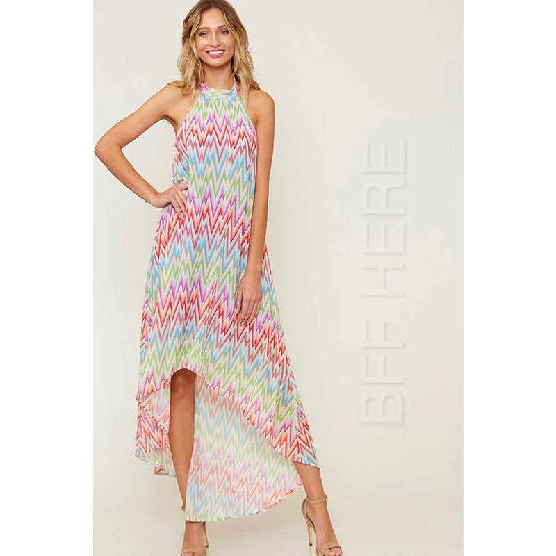 Sally Multi Color Halter Dress - BFF Here