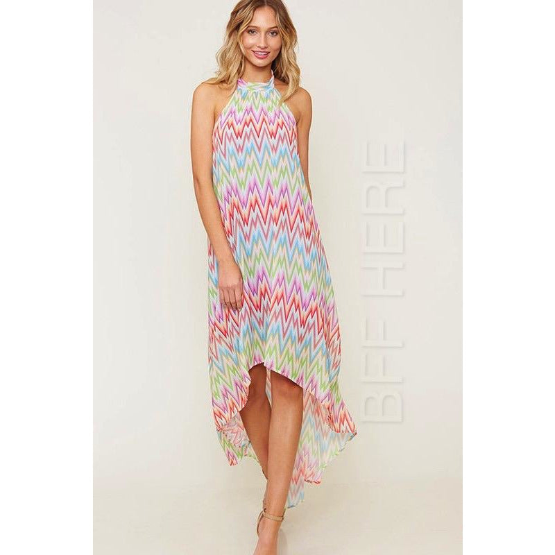 Sally Multi Color Halter Dress - BFF Here