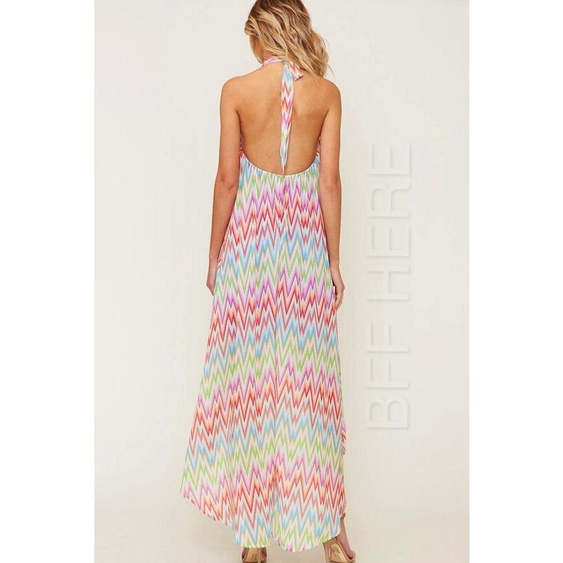 Sally Multi Color Halter Dress - BFF Here