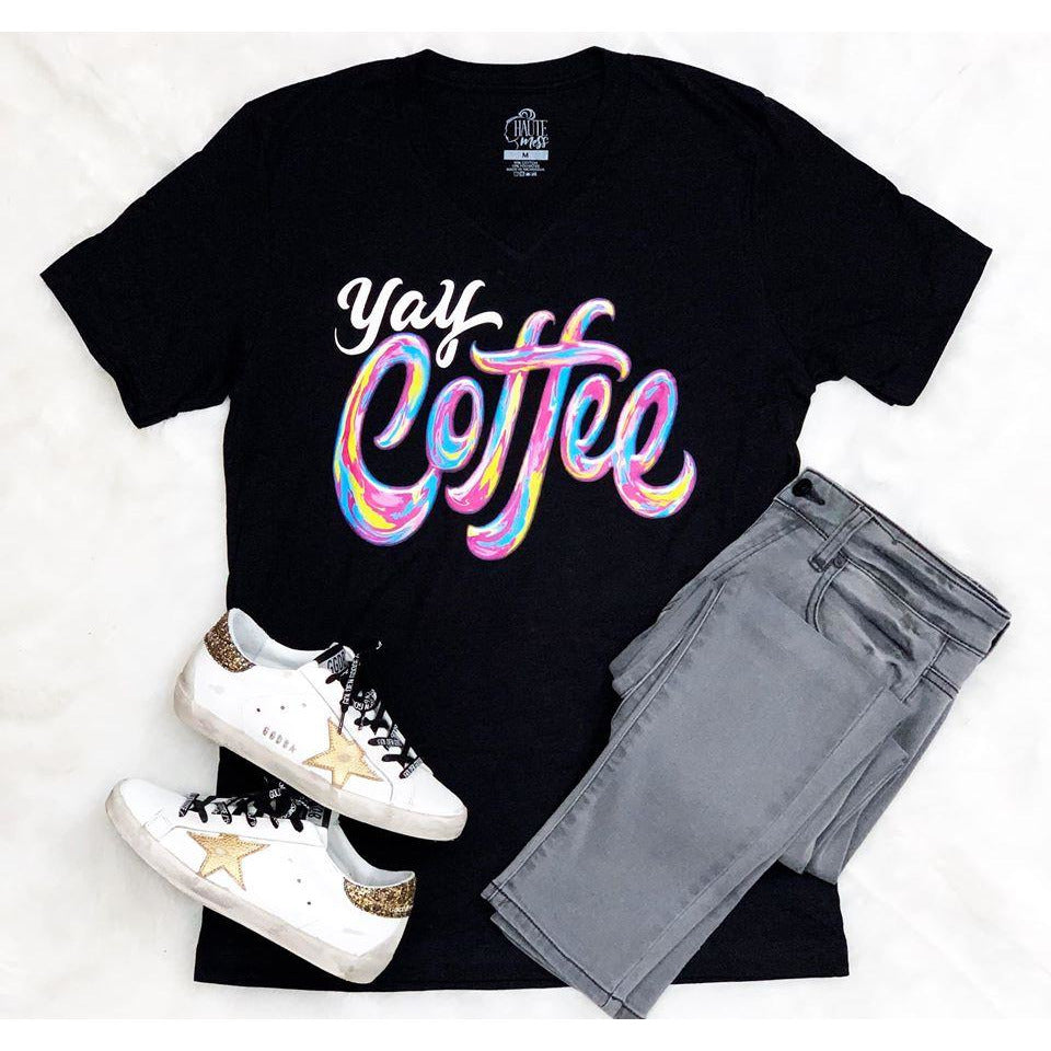 YAY Coffee V-Neck Tee - BFF Here