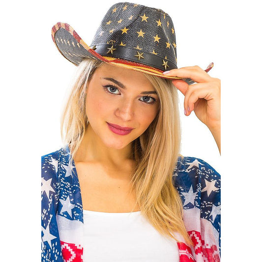 All American Flag Star Cowboy Hat - BFF Here