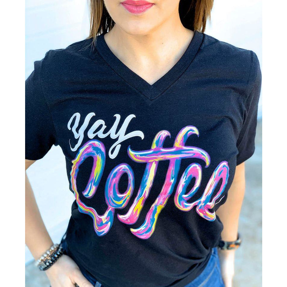 YAY Coffee V-Neck Tee - BFF Here