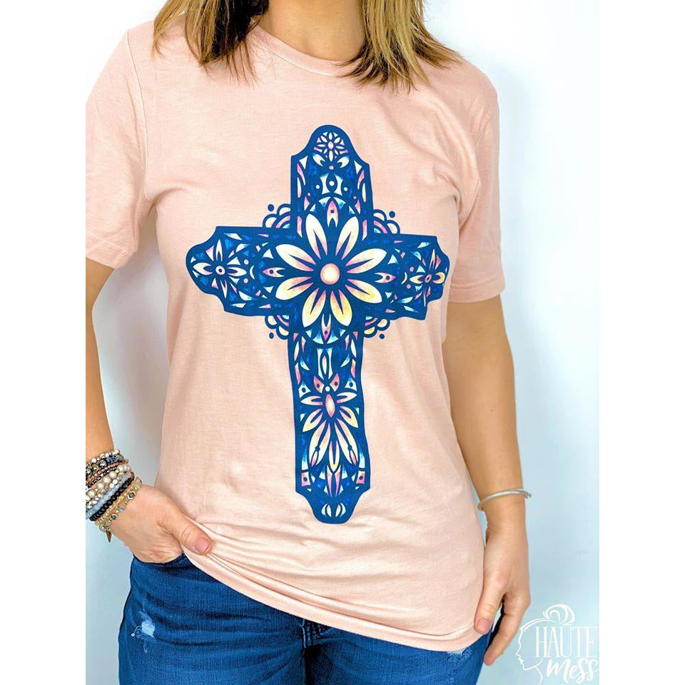 Stained Glass Cross Tee - BFF Here