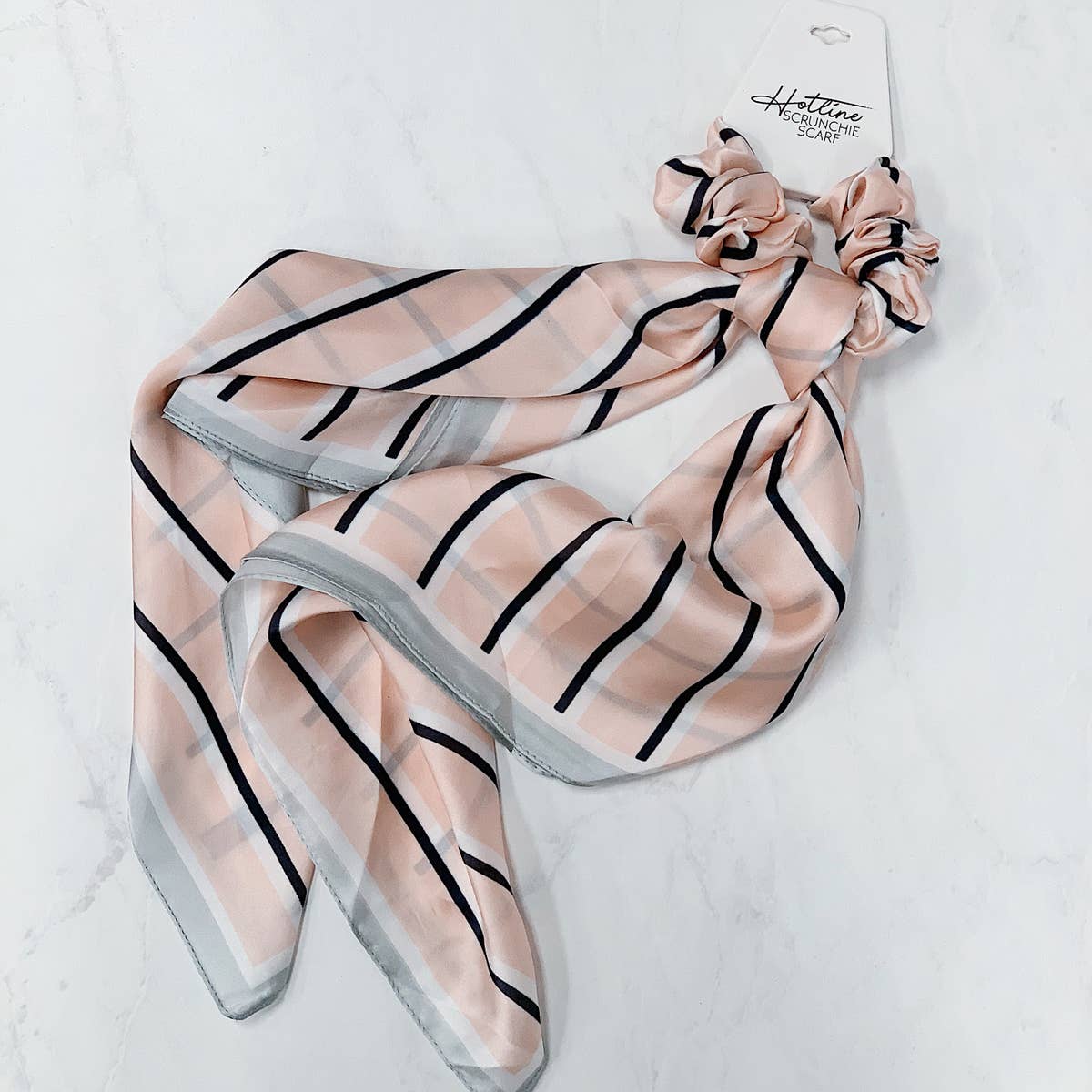 Blush & Navy Stripe Scrunchie Scarf - BFF Here