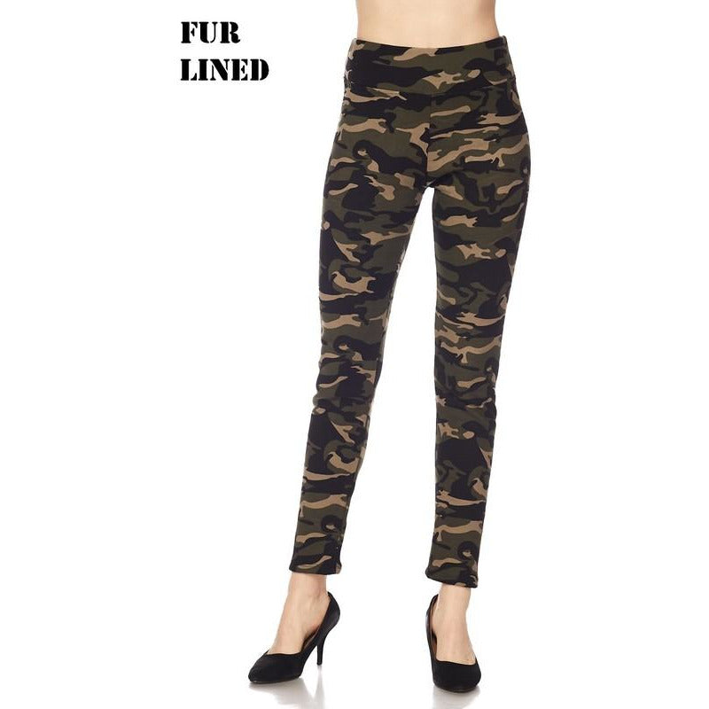 Fur Lined Camo Leggings - BFF Here