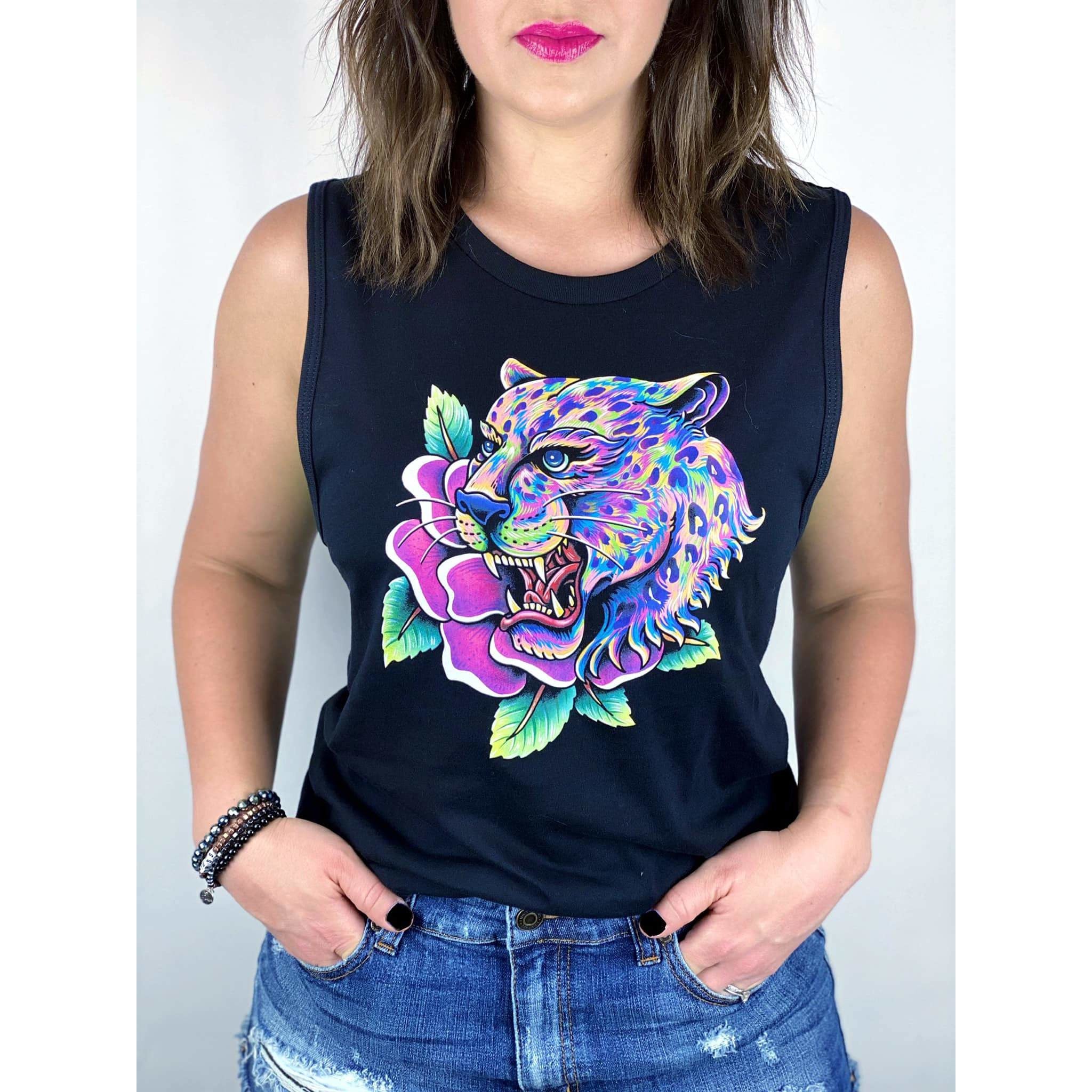 Neon Leopard Rose Graphic Tee - BFF Here