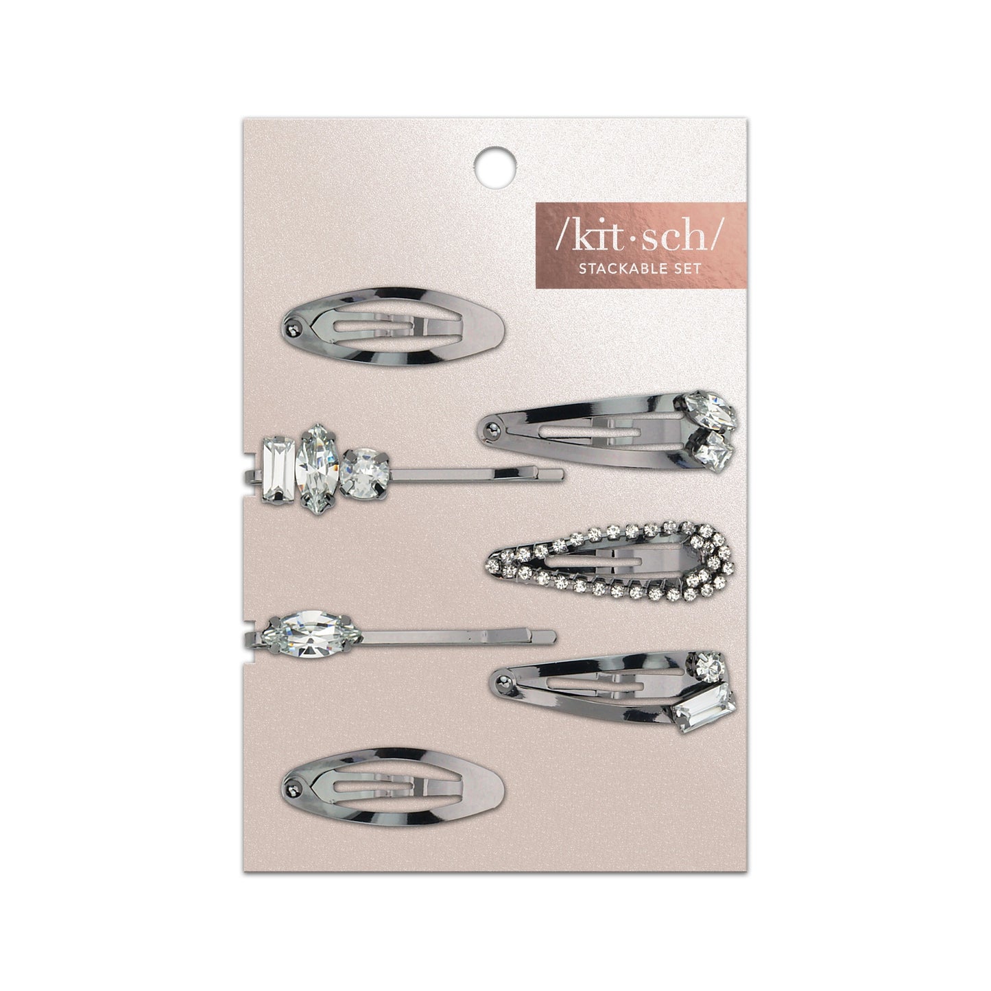 Micro Stackable Snap Clips 7pc Set - Hematite - BFF Here