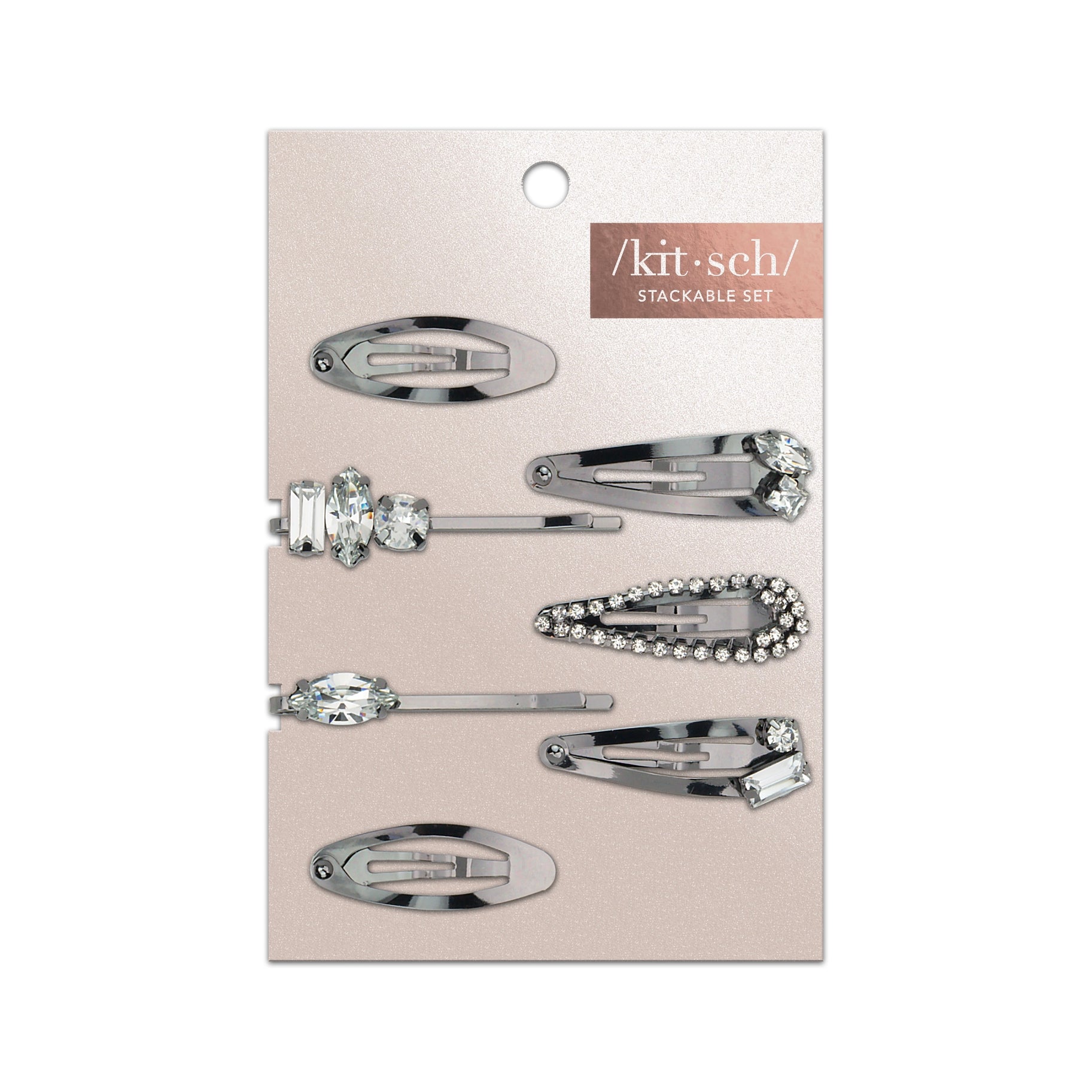 Micro Stackable Snap Clips 7pc Set - Hematite - BFF Here