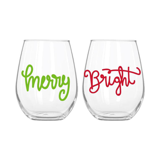 Christmas Cheer Set of 2 Wine Glasses -- Choice of Design - BFF Here