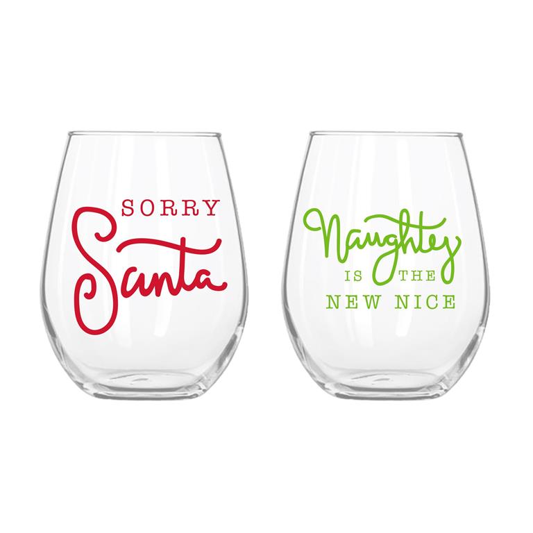 Christmas Cheer Set of 2 Wine Glasses -- Choice of Design - BFF Here
