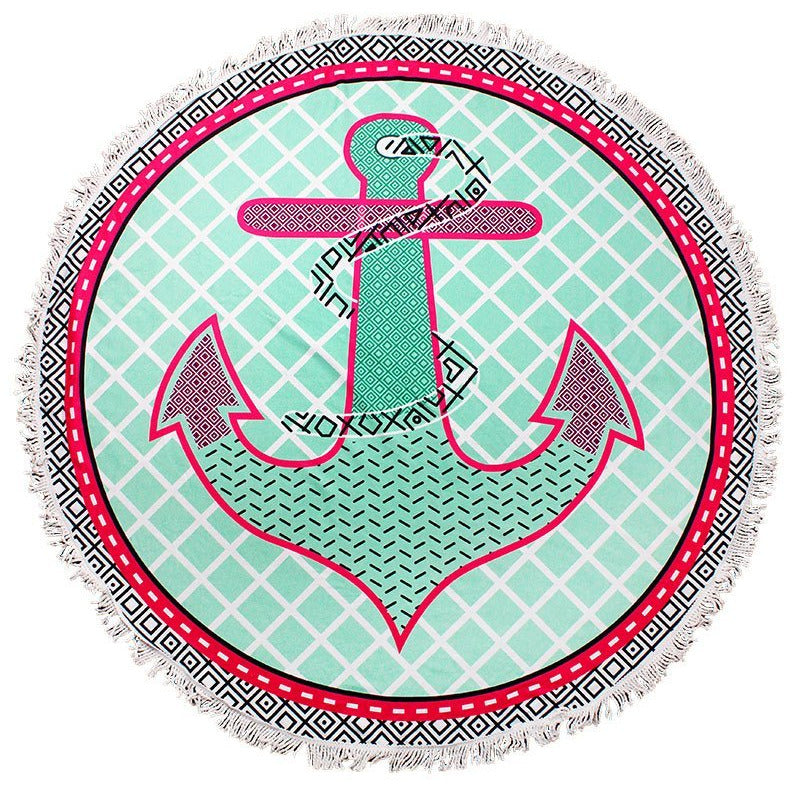 Preppy Anchor Round Beach Towel - BFF Here