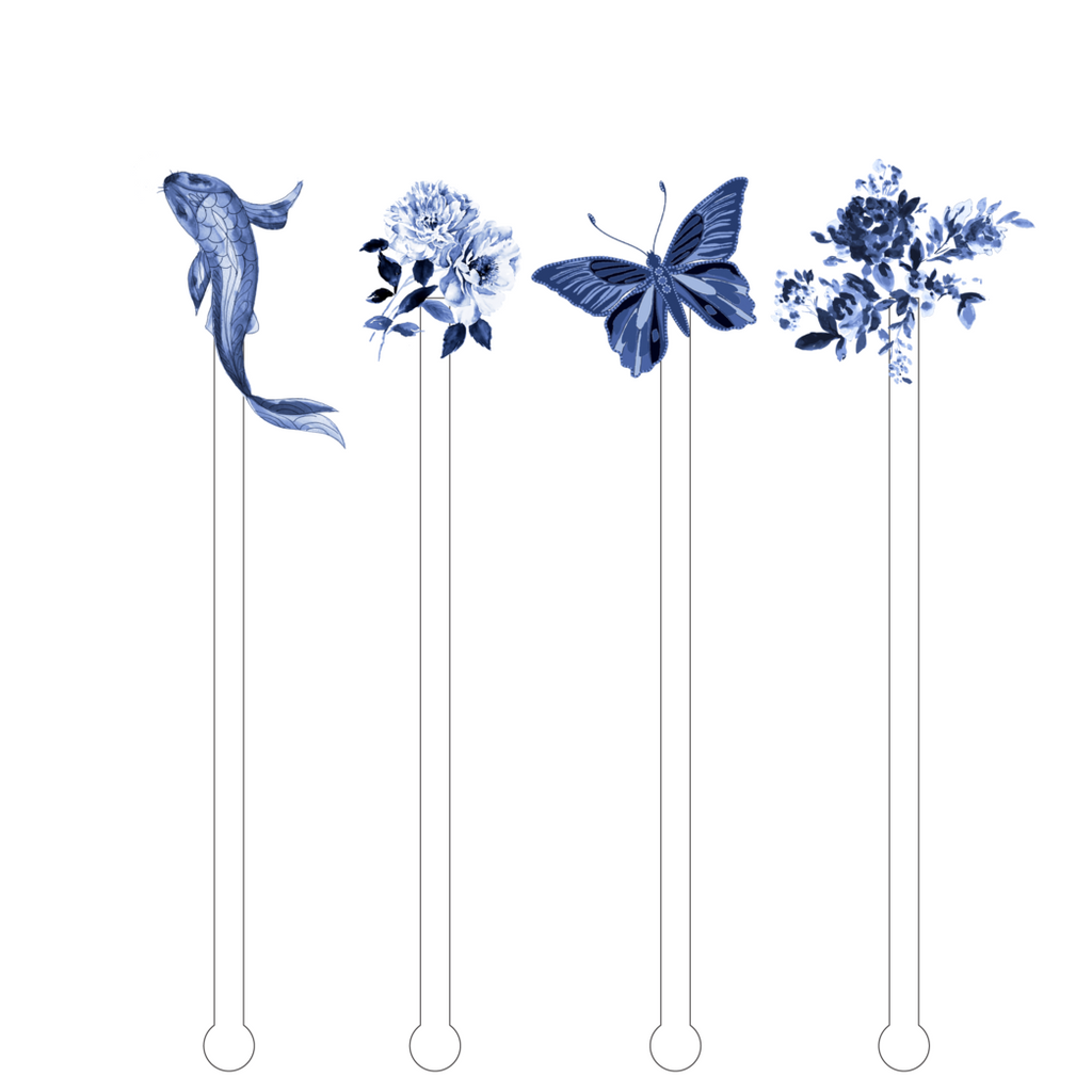 Blue & White Nature Stir Sticks - BFF Here
