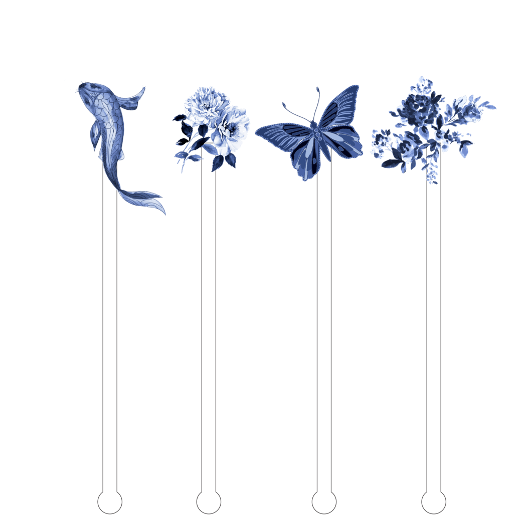 Blue & White Nature Stir Sticks - BFF Here