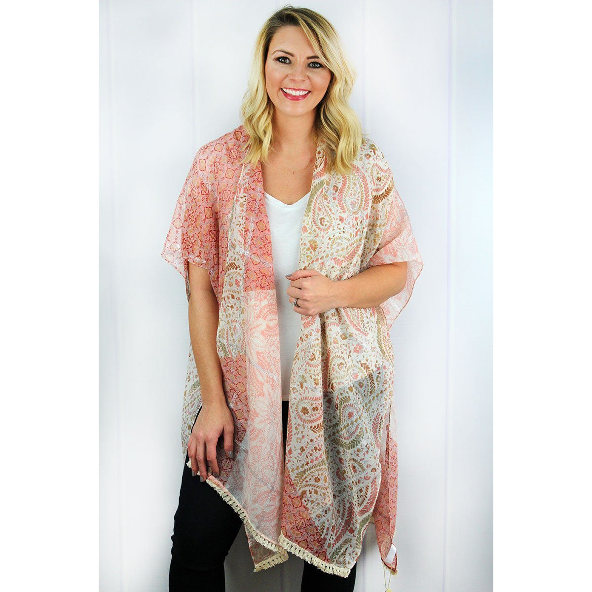 Spring Patchwork Kimono -- Blush - BFF Here