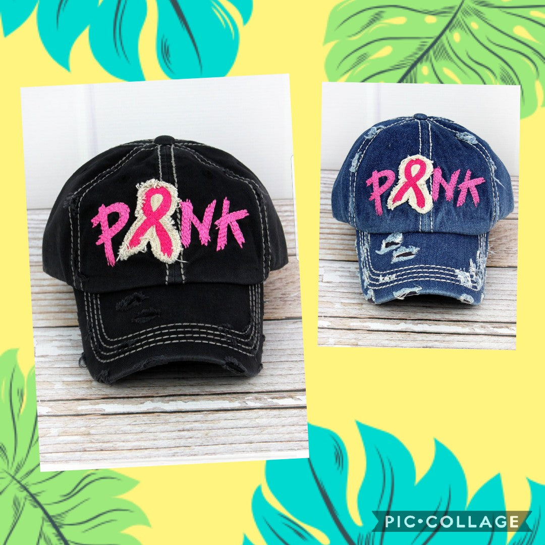  Embroidered 'Pink' Ribbon Cap - BFF Here