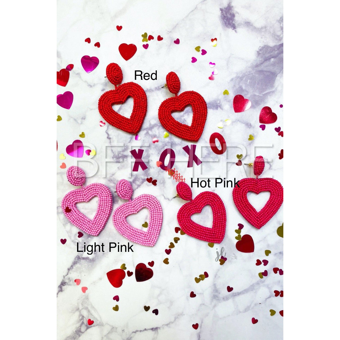 Be My Valentine Beaded Heart Earrings -- Choice of Color - BFF Here