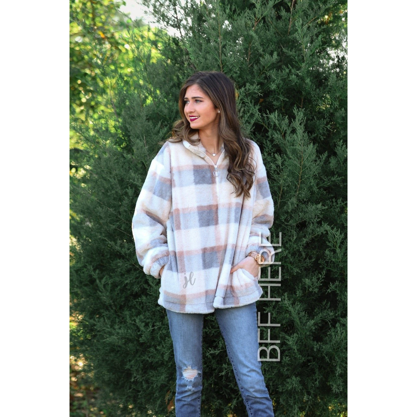 Penny Plaid Faux Fur Pullover - BFF Here