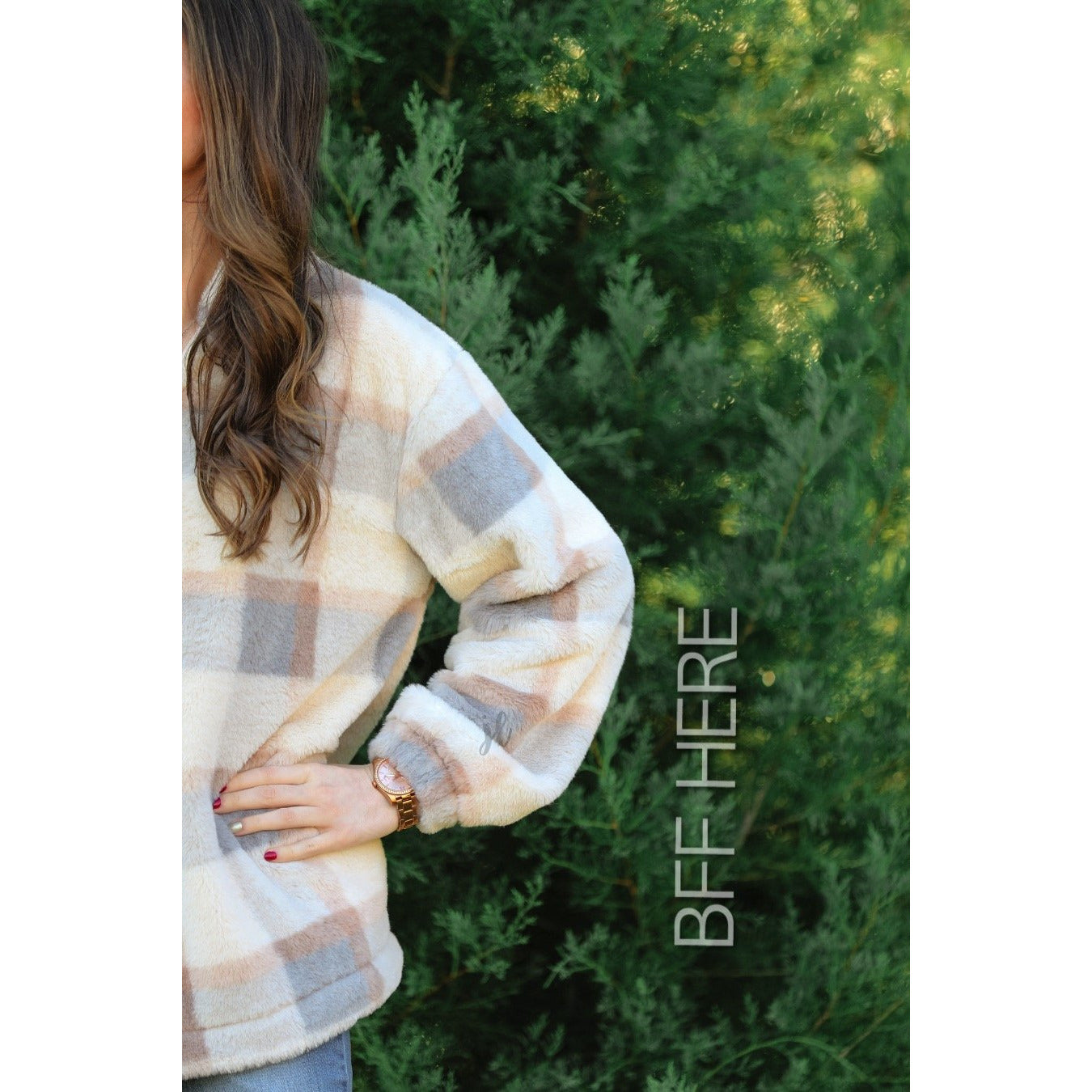 Penny Plaid Faux Fur Pullover - BFF Here