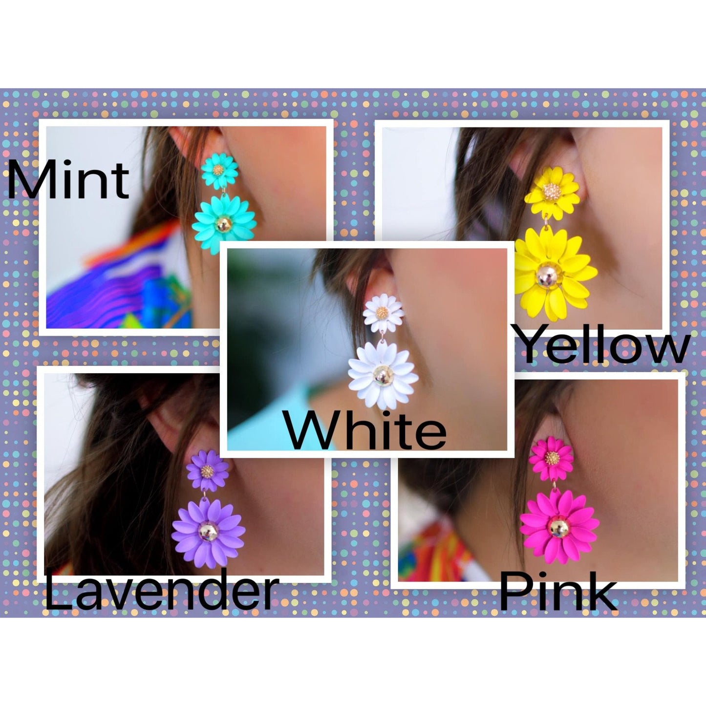 Daisy Drop Earrings -- Choice of Color - BFF Here