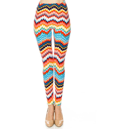 Colorful Zigzag Print Soft Leggings - BFF Here