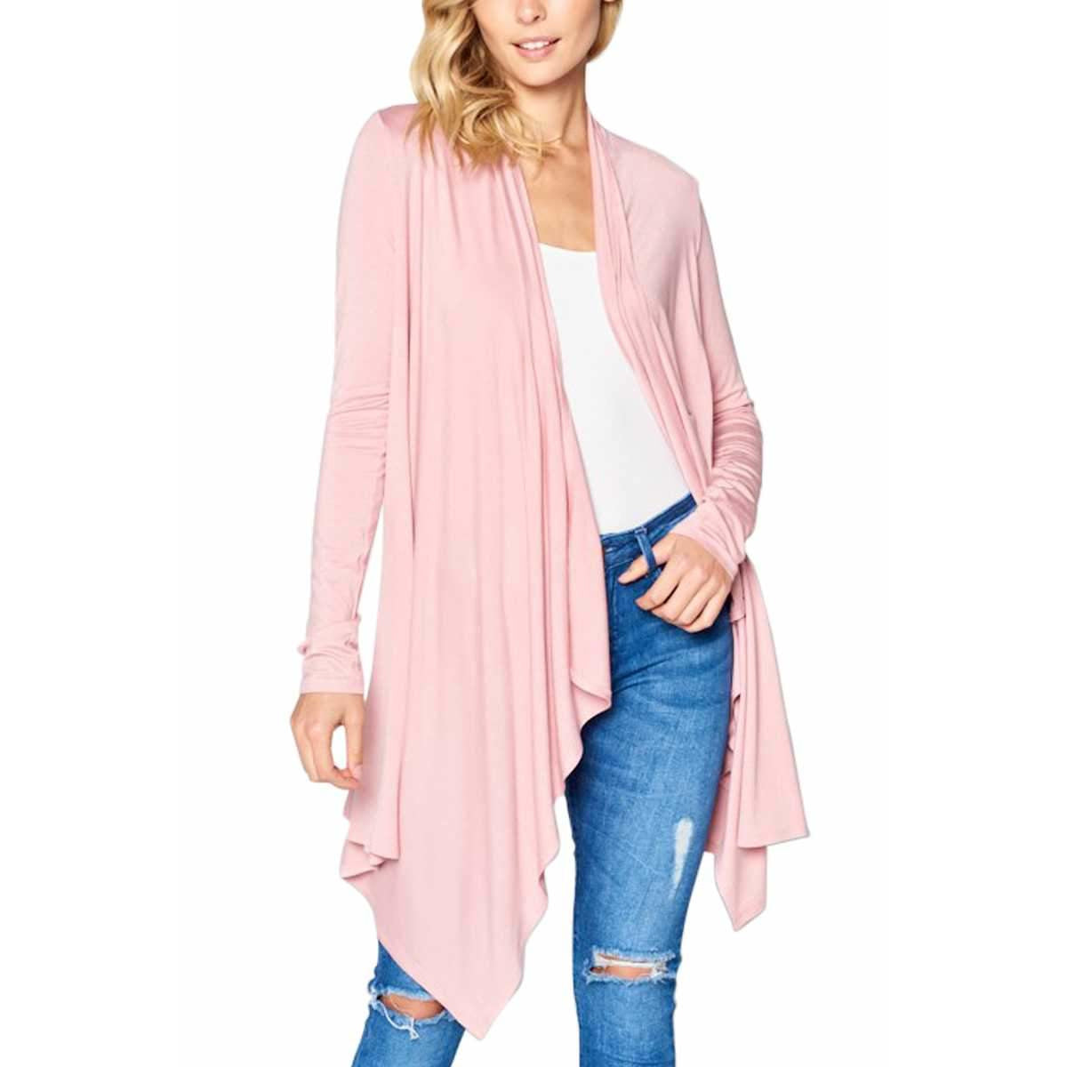 Solid Long Sleeve Cascade Jersey Cardigan - BFF Here