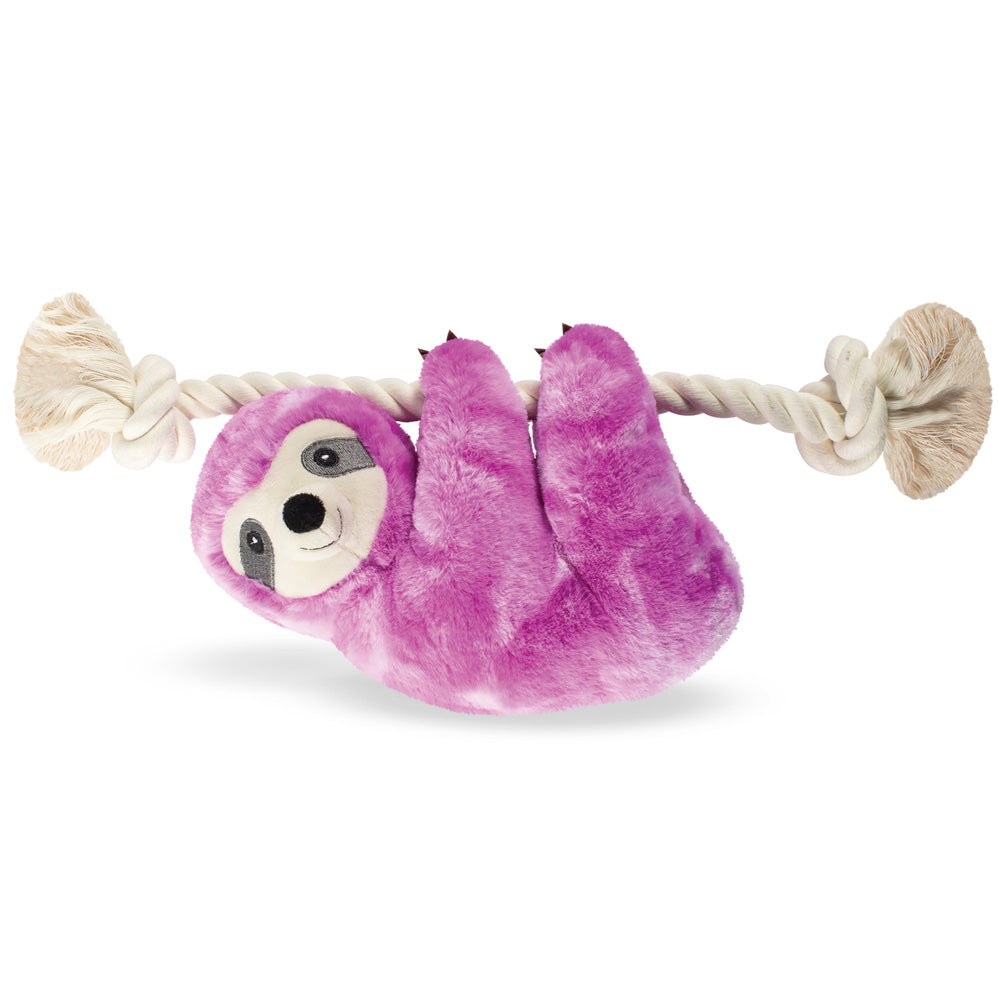 Purple Sloth On A Rope Plush Dog Toy - BFF Here