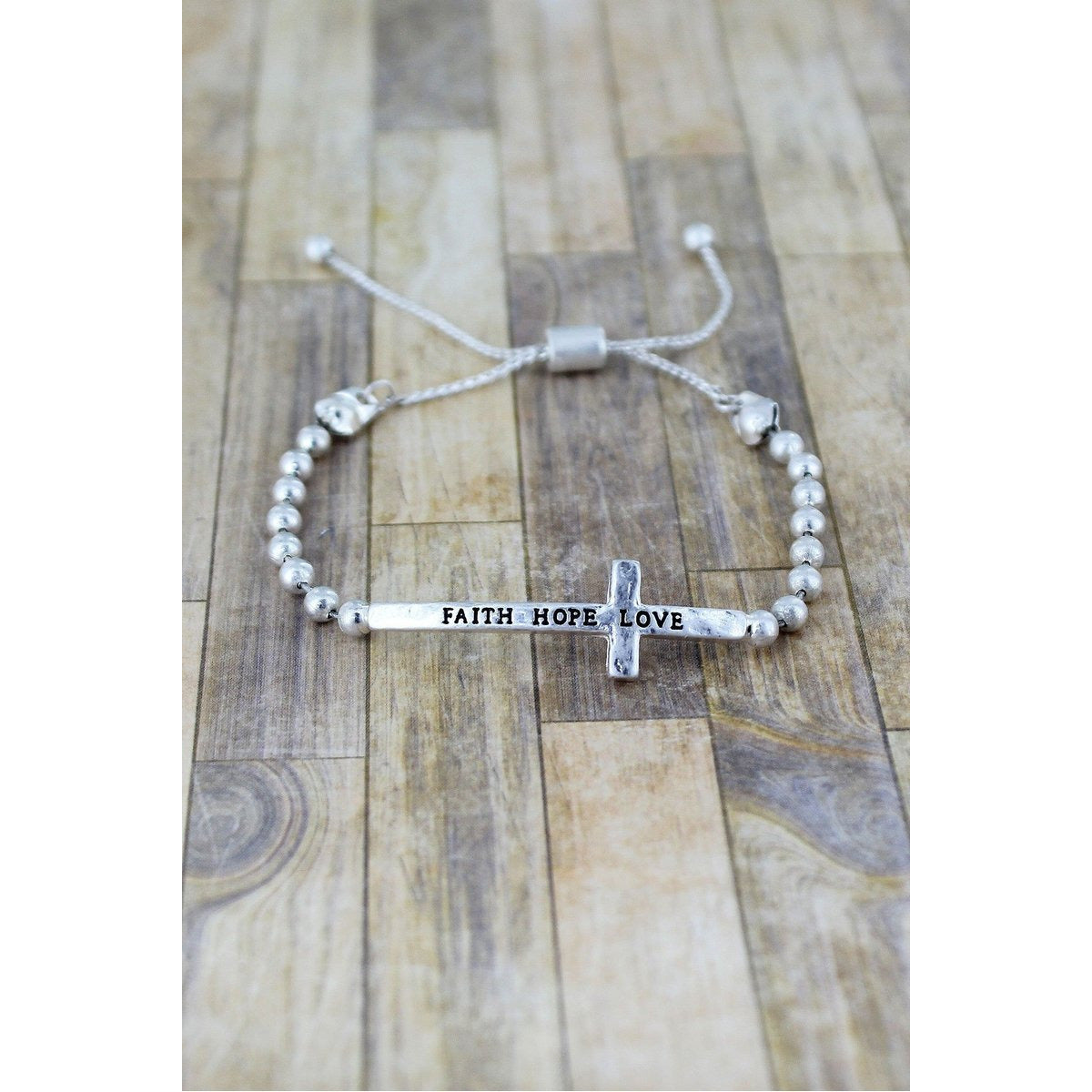 Crave Silvertone Cross Beaded Bolo Bracelet  -- Choice of Style - BFF Here