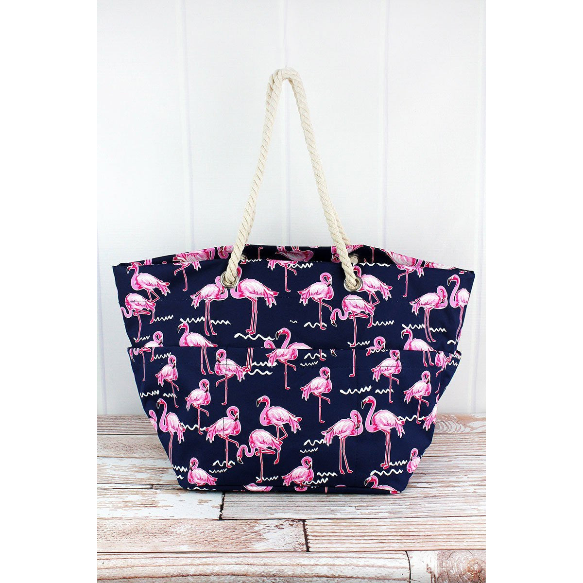 Flamingo Party Rope Handle Beach Tote - BFF Here