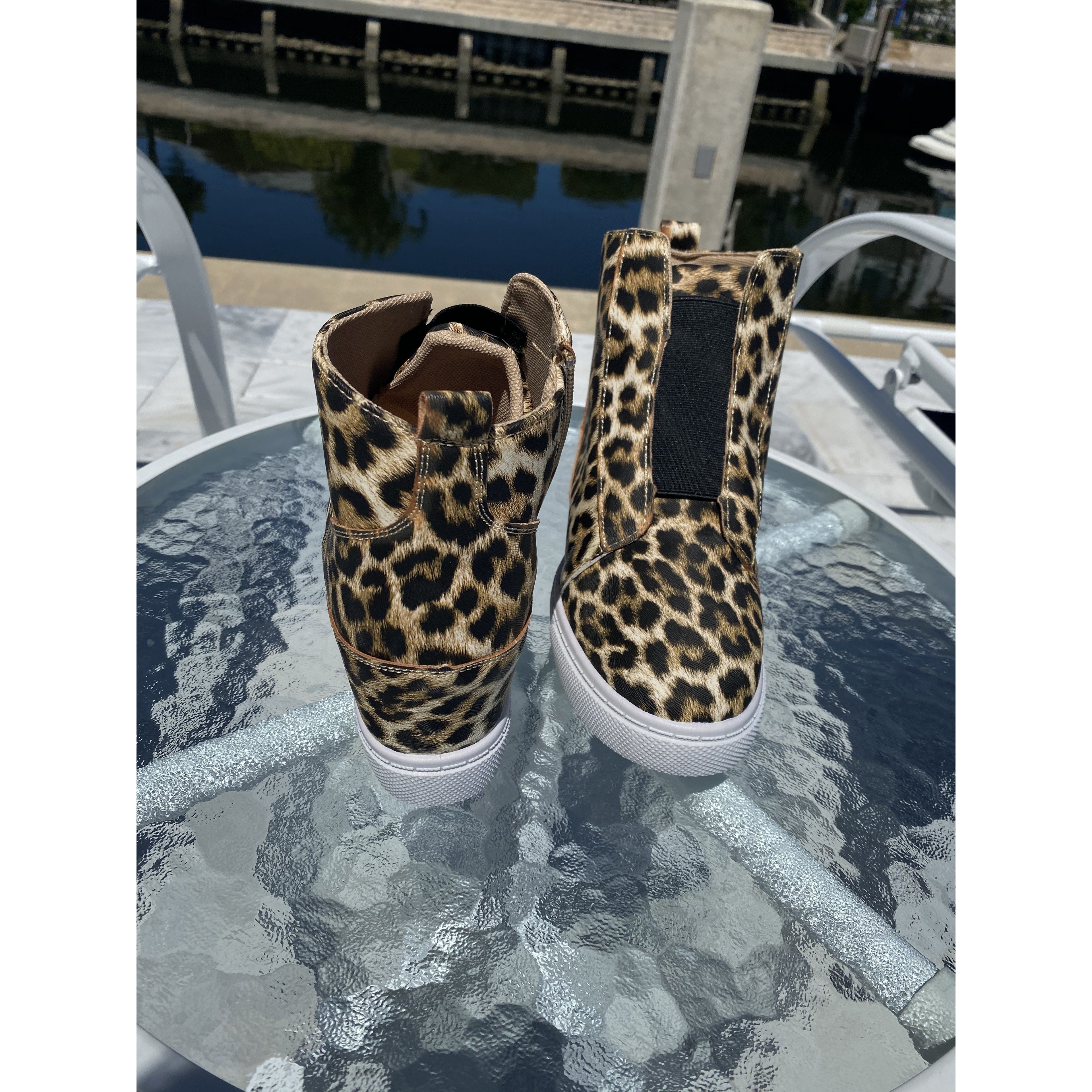 Leopard Hidden Wedge Sneakers - BFF Here