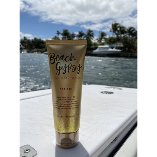 Beach Gypsy SPF 30+ Biodegradable Glitter Sunscreen - BFF Here